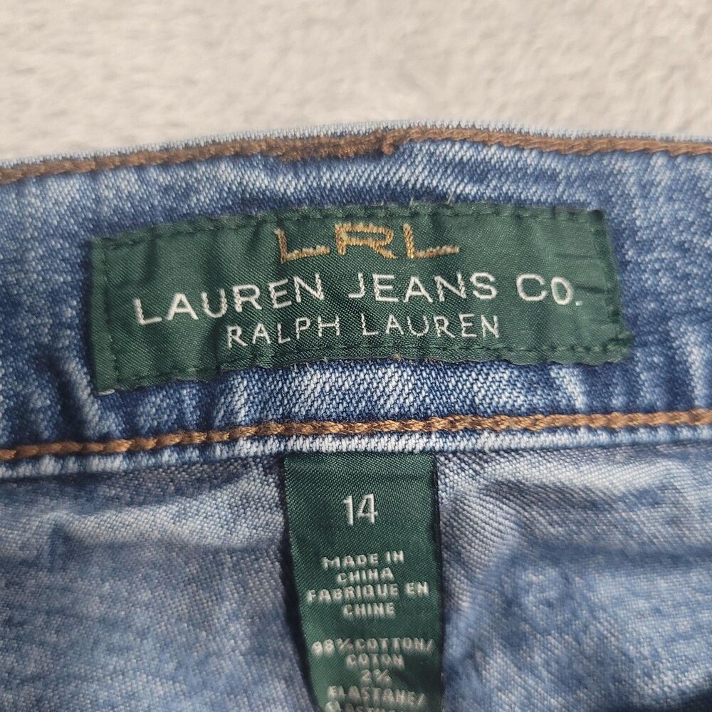 Lauren Ralph Lauren Straight Jeans Womens 14 Blue Light Wash Raw Hem Stretch - Picture 4 of 12